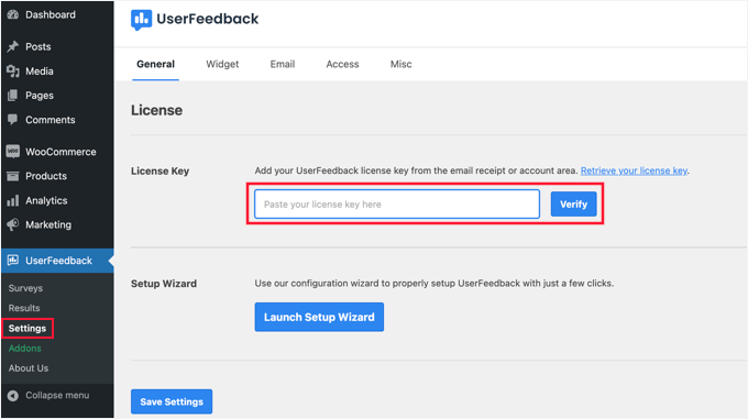 1747588013_329_userfeedback-settings-licensekey How to Setup WordPress Heatmaps (2 Easy Ways)