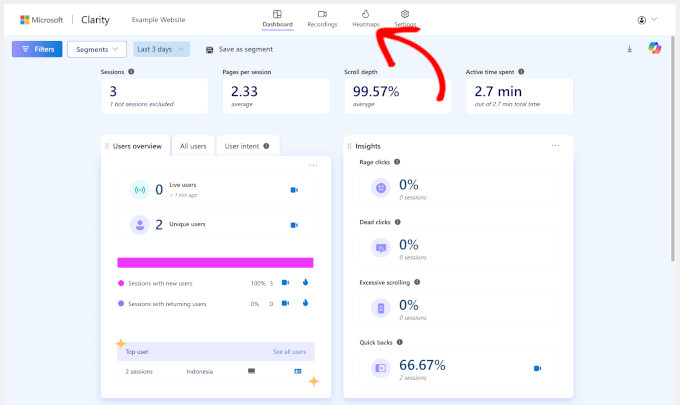 1747588013_582_clarity-heatmaps-tab How to Setup WordPress Heatmaps (2 Easy Ways)