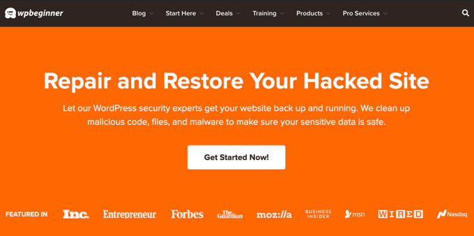 wpbeginner-pro-services-hacked-site-repair 7 Pro Tips to Access WordPress Without Logging In