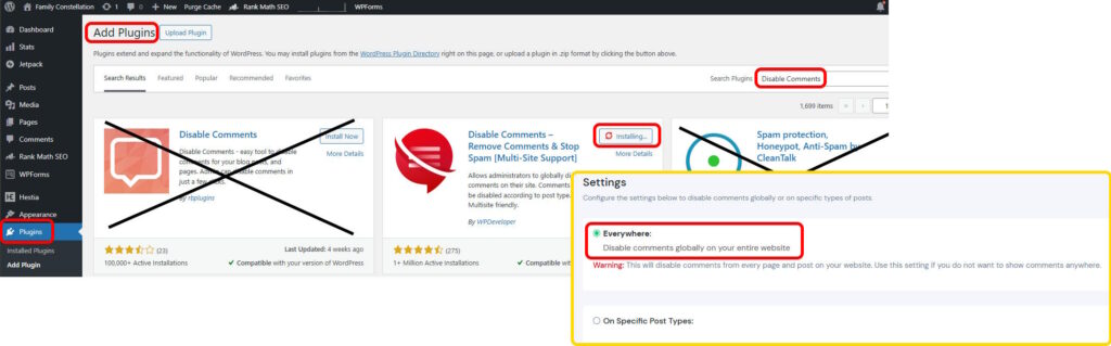 disable-comment-plugin-1024x319 Stop WordPress Comment Spam When They Are Already Disabled